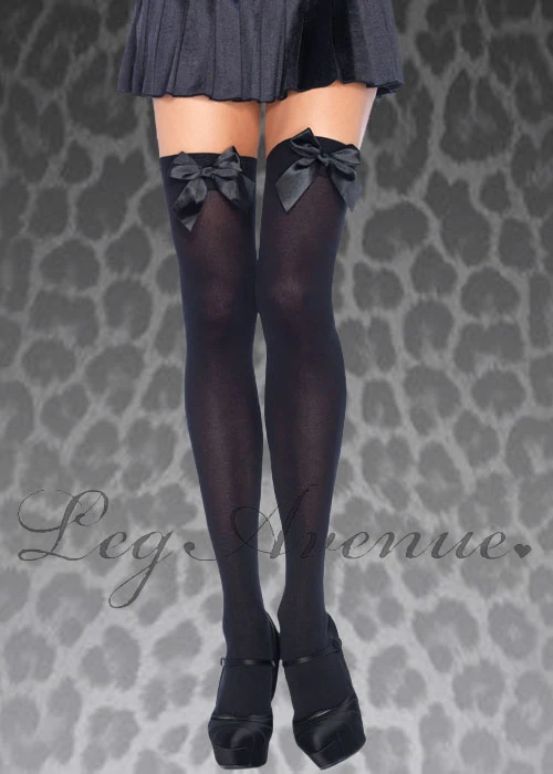 Womens Plus Size Black Stockings With Bows 3 Womens Plus Size Black Stockings With Bows