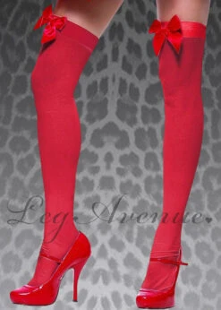 Womens Red Stockings With Red Bows