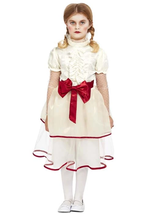 Kids Annabelle Style Scary Doll Costume 3 Kids Annabelle Style Scary Doll Costume