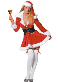 Womens Deluxe Plush Miss Santa Christmas Costume