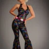Ladies 1970s Multi-Coloured Sequin Disco Diva Costume -Halloween Fans Shop 70s bright sequin disco catsuit