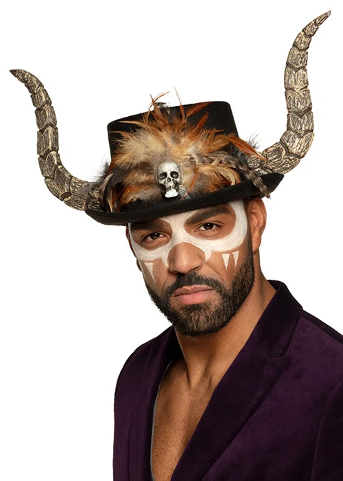 Halloween Papa Legba Voodoo Top Hat With Horns 3 Halloween Papa Legba Voodoo Top Hat With Horns