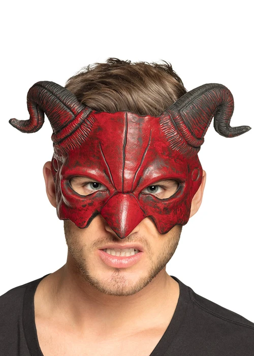 Deluxe Foam Halloween Red Demon Mask With Horns 3 Deluxe Foam Halloween Red Demon Mask With Horns