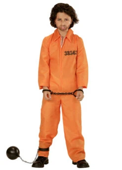 Kids Orange Prisoner Jumpsuit Convict Costume