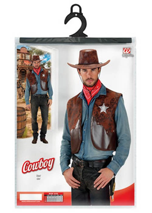 Adult Mens Western Brown Cowboy Waistcoat 3 Adult Mens Western Brown Cowboy Waistcoat