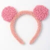 Cute Pink Yarn Teddy Bear Ears On Headband 2 Cute Pink Yarn Teddy Bear Ears On Headband -Halloween Fans Shop 7846 pink