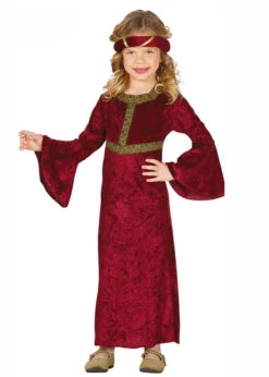 Childrens Burgundy Medieval Lady Costume