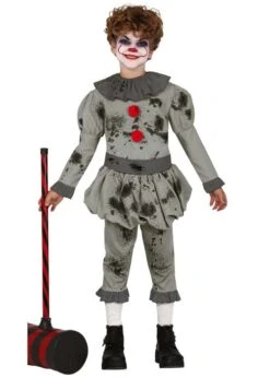 Kids Pennywise Style Scary Grey It Clown Costume