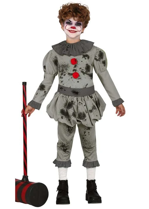 Kids Pennywise Style Scary Grey It Clown Costume 3 Kids Pennywise Style Scary Grey It Clown Costume