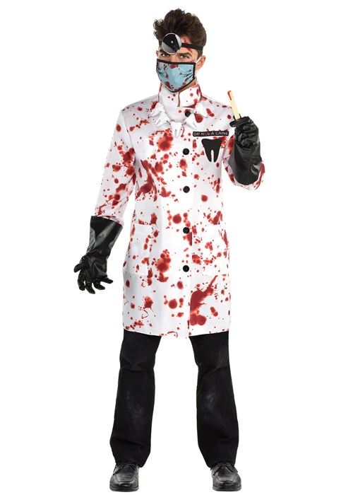 Mens Halloween Gruesome Demented Dentist Costume 3 Mens Halloween Gruesome Demented Dentist Costume