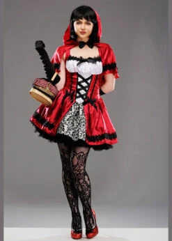 Womens Gothic Dark Red Riding Hood Costume