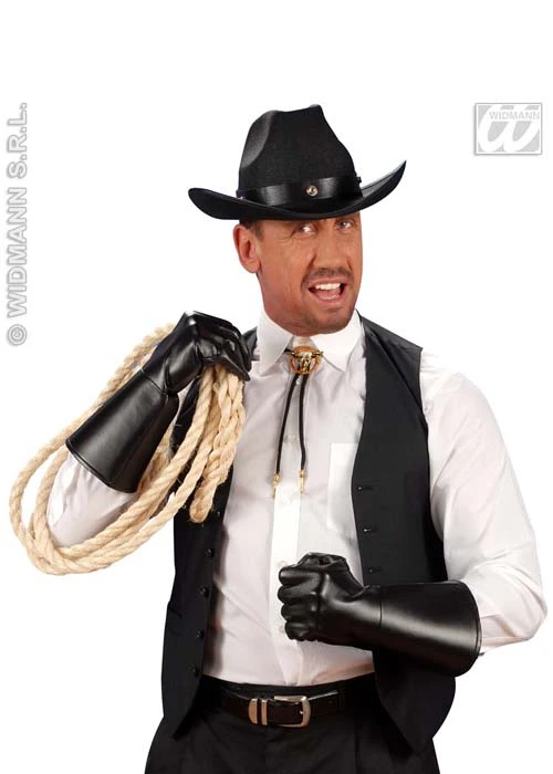 Black Cowboy Character Gauntlet Gloves 3 Black Cowboy Character Gauntlet Gloves