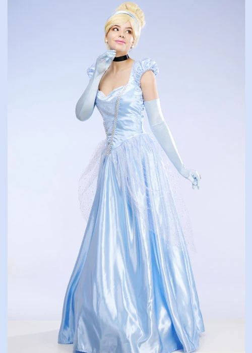 Womens Long Blue Princess Classic Cinderella Costume 4 Womens Long Blue Princess Classic Cinderella Costume - Image 2
