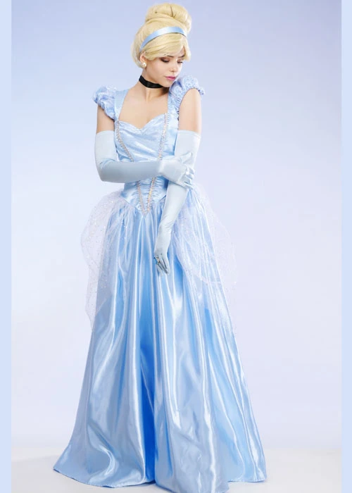Womens Long Blue Princess Classic Cinderella Costume 5 Womens Long Blue Princess Classic Cinderella Costume - Image 3