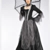 Womens Black And Grey Victorian Lady Costume 1 Womens Black And Grey Victorian Lady Costume -Halloween Fans Shop 85635 womens black victorian lady costume