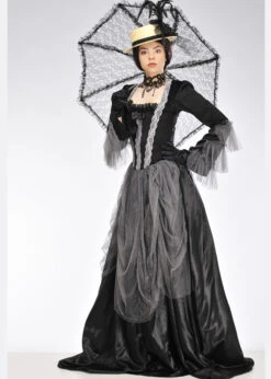 Womens Black And Grey Victorian Lady Costume