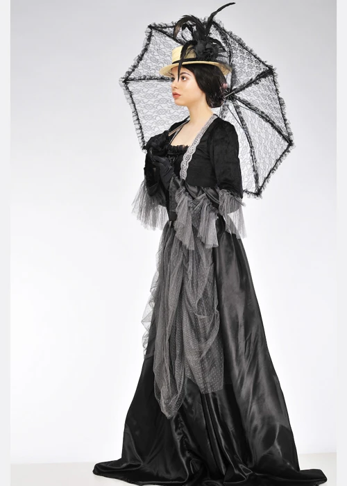Womens Black And Grey Victorian Lady Costume 5 Womens Black And Grey Victorian Lady Costume - Image 3