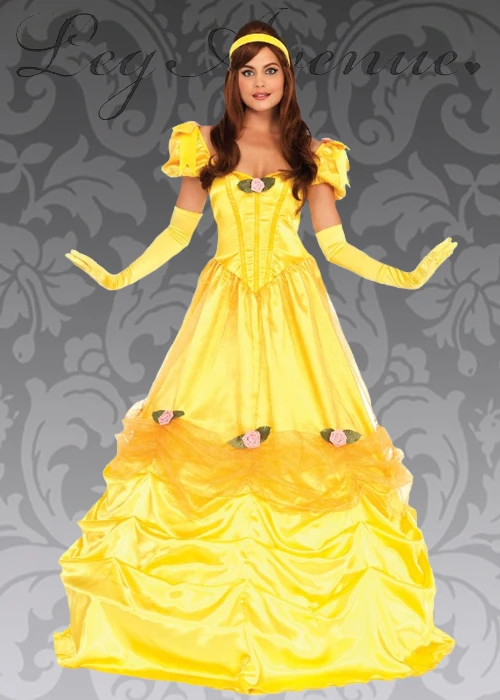 Womens Deluxe Long Belle Style Princess Costume 3 Womens Deluxe Long Belle Style Princess Costume