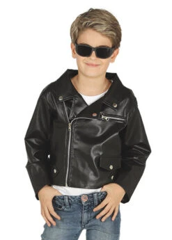 Childrens 1980s Rock N Roll Black Biker Jacket