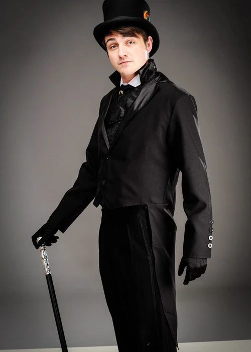 Adult Victorian Black Mens Tailcoat Jacket 4 Adult Victorian Black Mens Tailcoat Jacket - Image 2