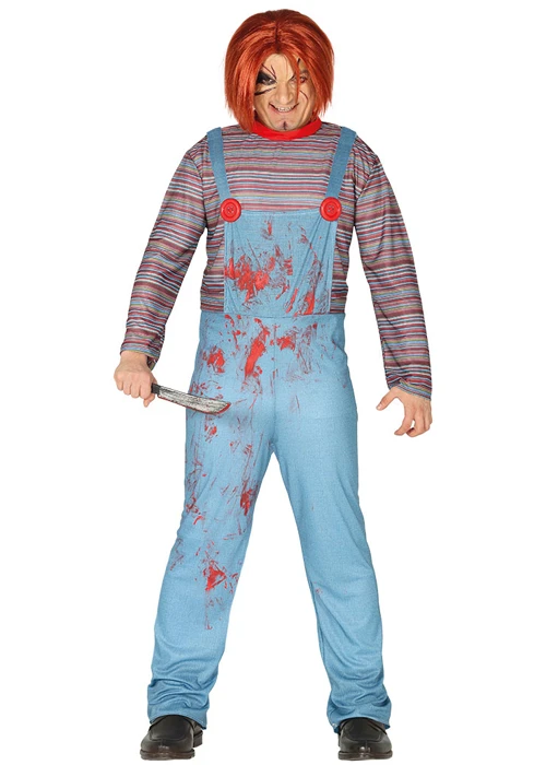 Mens Halloween Evil Killer Doll Costume 3 Mens Halloween Evil Killer Doll Costume