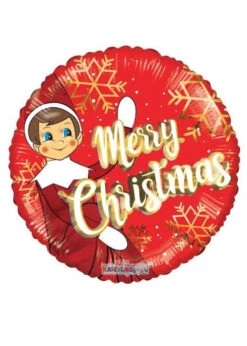 Inflated Red Merry Christmas Naughty Elf Helium Balloon