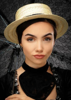 Victorian Lady Straw Boater Hat