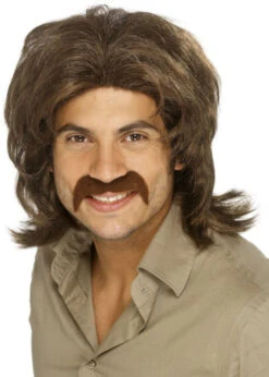 Mens Brown 1970s Shaggy Wig