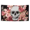 Day Of The Dead Pink Flower Skull Flag Decoration