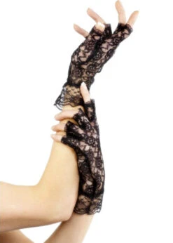 80s Gothic Black Lace Fingerless Gloves