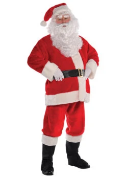 Adult Size Regal Santa Claus Suit Plush Costume