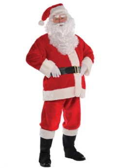 Adult Mens L/XL Christmas Plush Santa Suit Costume
