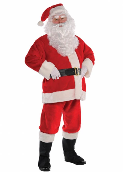 Adult Mens S/M Christmas Plush Santa Suit Costume 3 Adult Mens S/M Christmas Plush Santa Suit Costume