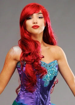 Womens Deluxe Deep Red Little Mermaid Style Wig 5 Womens Deluxe Deep Red Little Mermaid Style Wig -Halloween Fans Shop A2722 deep red little mermaid wig 01