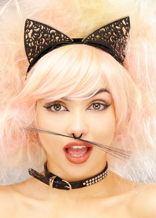 Womens Cute Black Filigree Cat Ears 4 Womens Cute Black Filigree Cat Ears - Image 2