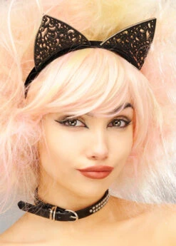 Womens Cute Black Filigree Cat Ears 7 Womens Cute Black Filigree Cat Ears -Halloween Fans Shop A2791 BLK filigree cat ears 02
