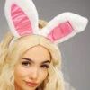 Womens Deluxe White Plush Bunny Ears -Halloween Fans Shop A2811 WHITE plush bunny ears