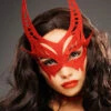 Womens Halloween Red Glitter Devil Eye Mask 1 Womens Halloween Red Glitter Devil Eye Mask -Halloween Fans Shop A2821 red glitter devil mask