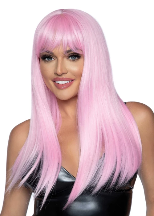 Womens Pastel Pink Leg Avenue Long Bang Wig 3 Womens Pastel Pink Leg Avenue Long Bang Wig