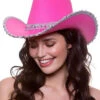 Womens Bright Pink Sequin Cowboy Hat 1 Womens Bright Pink Sequin Cowboy Hat -Halloween Fans Shop AC 9788 rs