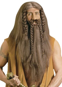 Adult Viking Barbarian Brown Wig And Beard Set