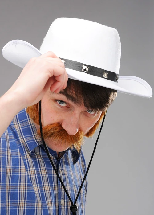 Mens Western White Felt Cowboy Hat 4 Mens Western White Felt Cowboy Hat - Image 2