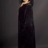 Medieval Gothic Long Black Hooded Velvet Cape -Halloween Fans Shop BLACK VELVET CAPE AC313