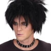 Mens 80s Goth Black Spikey Rock Star Wig 2 Mens 80s Goth Black Spikey Rock Star Wig -Halloween Fans Shop BW732rs