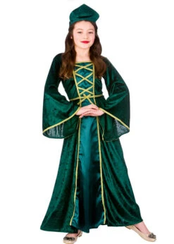 Childrens Green Medieval Tudor Princess Costume