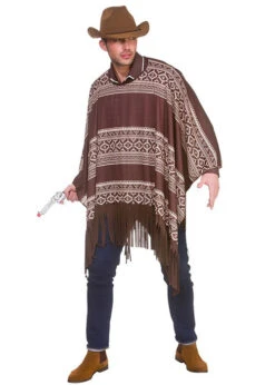 Adult Size Western Brown Cowboy Poncho