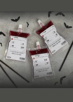 Halloween Blood Bag Drink Pouches With Straws Pack 5