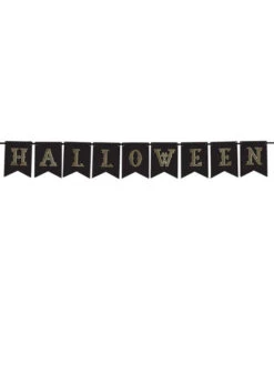 Black And Gold Halloween Party Bunting Banner
