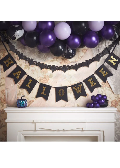 Black And Gold Halloween Party Bunting Banner 4 Black And Gold Halloween Party Bunting Banner - Image 2