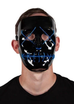 The Purge Style Blue Light Up LED Face Mask